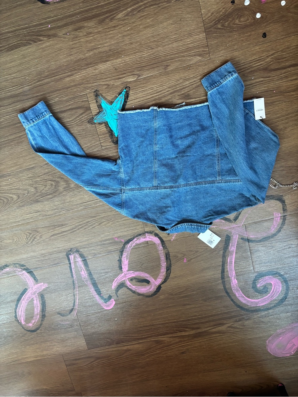 Forever 21 Blue Off-Shoulder Denim Jacket